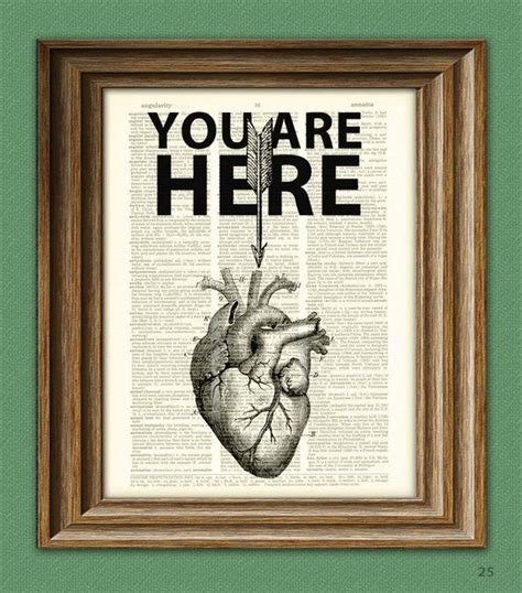 You Are Here In My Heart Word Art Print Over An Upcycled Vintage