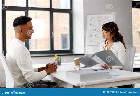 Employer Having Interview With Employee At Office Stock Image Image