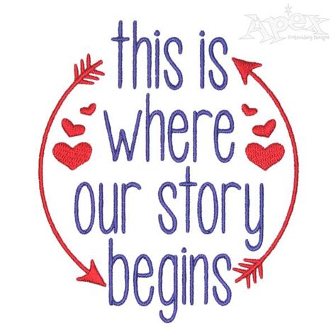 This Is Where Our Story Begins Wedding Machine Embroidery Design
