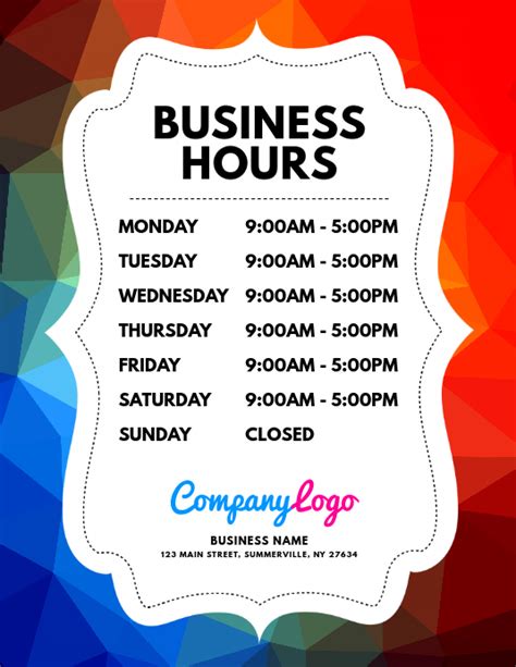 Copy Of Business Hours Flyer Postermywall
