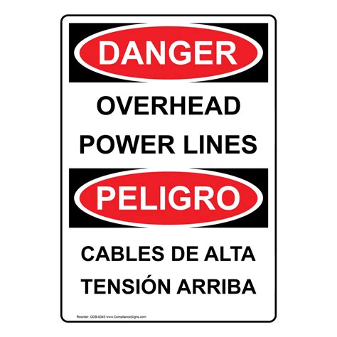 Portrait Osha Danger Overhead Power Lines Sign Odep 8345 Electrical