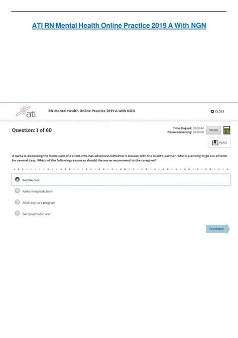 ATI RN Mental Health Online Practice 2019 A With NGN - ATI RN Mental