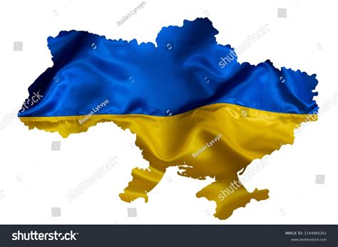 Outline Map Ukraine Waving Ukrainian National Stock Photo 2144960261