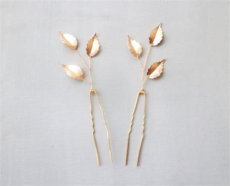 2 Pcs Gold Leaves Hair Pins Gold Leaf Hair Accessory Bridal Hair