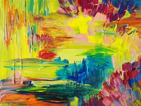 Abstract Acrylic Painting Bright Bold Color 16 X 20 Free Shipping