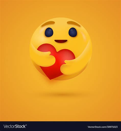 3d Care Emoji Hugging Heart Royalty Free Vector Image