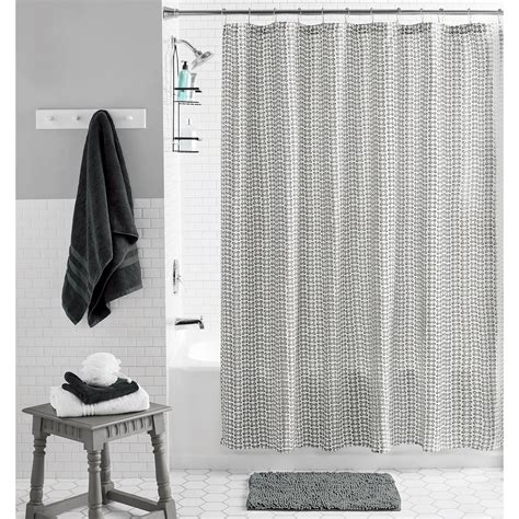 Mainstays Global Grey Flannel Geometric Polyester Shower Curtain Set