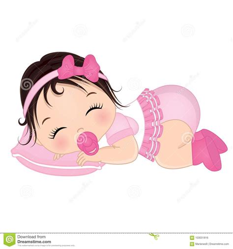 Vector Cute Baby Girl Sleeping Stock Vector Illustration