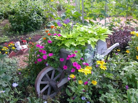 Wheelbarrow Planter Ideas Garden And Yard Pictures Designing Idea