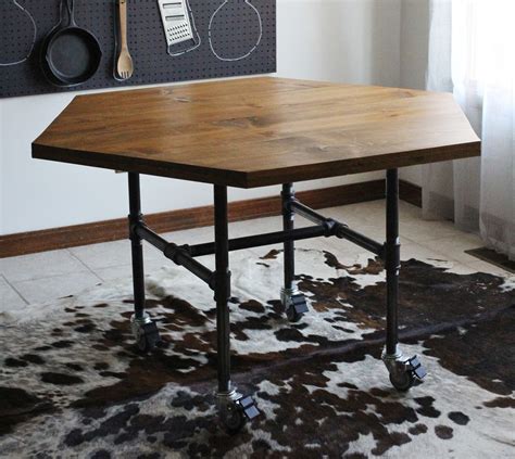 Diy Honeycomb Table With Industrial Pipe Legs A