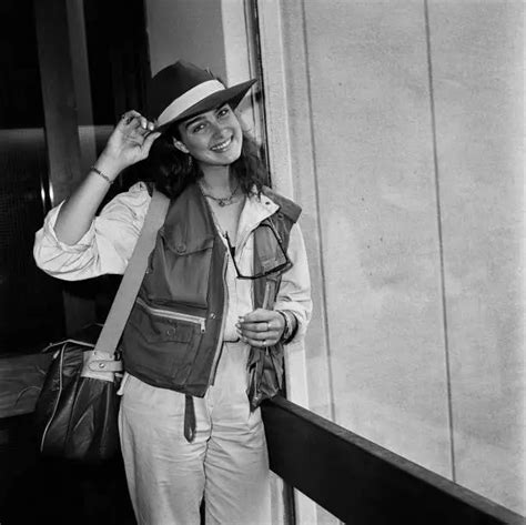 American Actress Brooke Shields Holding The Brim Of The Fedora She