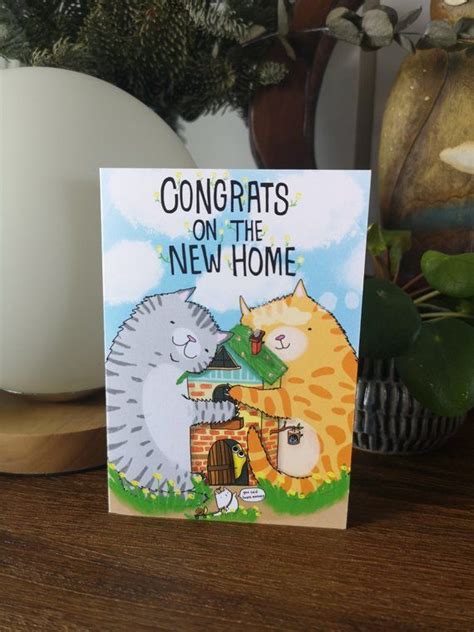 Cat Housewarming Card Funny Housewarming Card Congrats Etsy