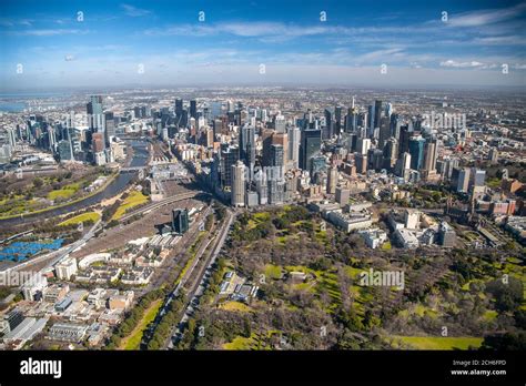 Melbourne City Aerial View Panorama Skyline Cityscape Fitzroy Gardens