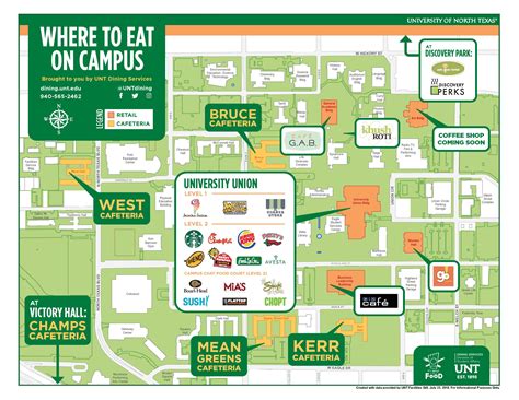 university of north texas campus map map