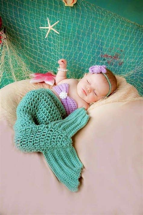 Crocheted Mermaid Tail Newborn Mermaid Outfit Baby Girl Photo Prop By