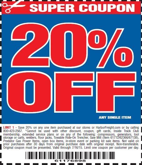 20% off (2 days ago) harbor freight 20% coupons printable. Harbor Freight Tools Coupon Database - Free coupons, 25 ...