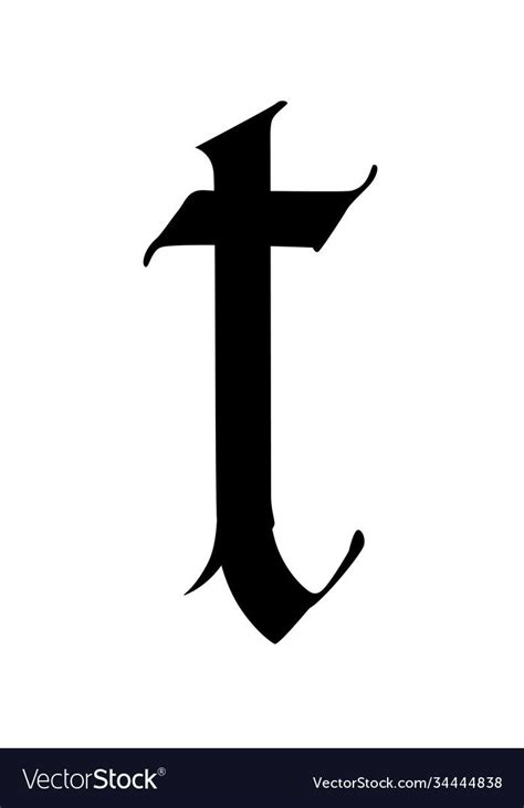Letter T In The Gothic Style Vector Alphabet The Symbol Is Isolated