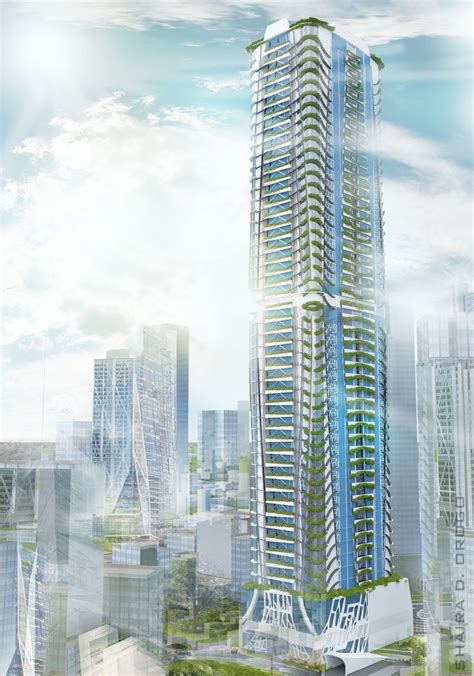 An Artists Rendering Of A High Rise Building In The Middle Of A City