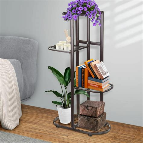 4 Tier 5 Potted Plant Stand Multi Tiered Plant Shelf For Multiple