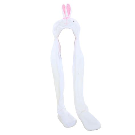 Doubchow Cute Plush White Rabbit Bunny Animal Hats With Paws Gloves For