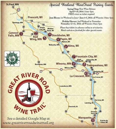 Map Wine Trail Great River Wisconsin Wineries