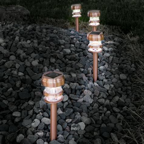 Copper Solar Powered Led Path Lights Set Of 4 By Pure Garden