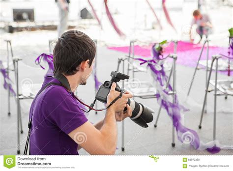 Wedding Photographer In Action Stock Photo Image Of Happy Black