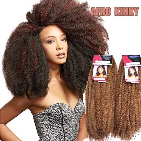 Crochet Hair Extensions Afro Kinky Bulk Synthetic Braiding Hair Afro Kinky Curly Havana