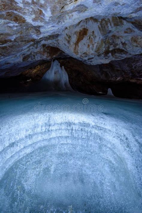 A Colorful View Of The Ice Cave In The Glacier In Slovakia