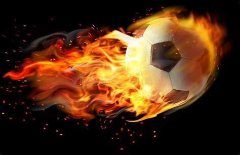Soccer Ball With Bright Flame Flying On Background Stock Photo Image