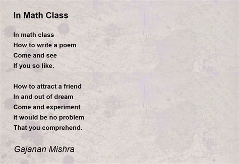 In Math Class Poem By Gajanan Mishra Poem Hunter