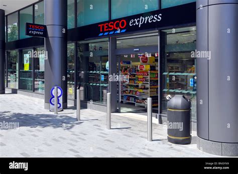 Tesco Express Store Entrance Below New Apartments In London Docklands