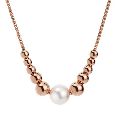 Rose Gold And Pearl Pendant Necklace Joias Glamour Luxo