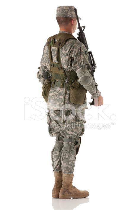 Army Man Standing With Rifle Stock Photo Royalty Free Freeimages