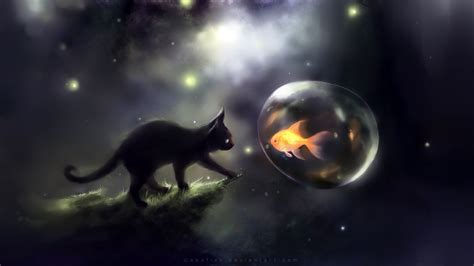 Apofiss Art Cats Fishes Space Sci Fi Wallpaper X WallpaperUP