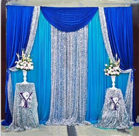 ft  ft royal blue silver  blue wedding backdrop