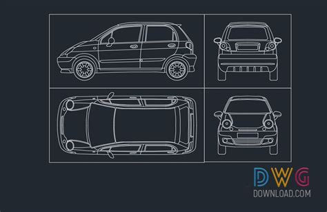 Daewoo Matiz Autocad Drawings The Daewoo Matiz Dwg Model Car Is