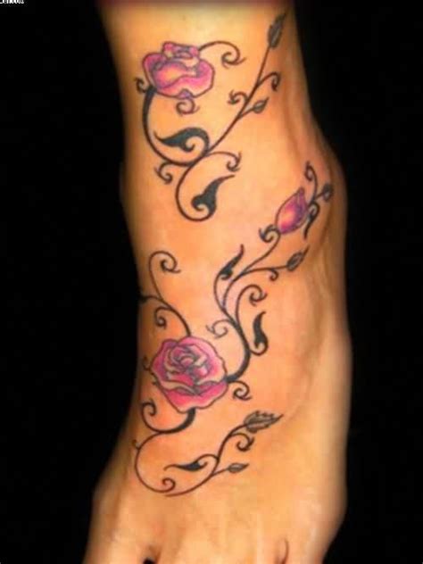 It works perfectly on the top of the foot. Attractive Roses Vine Tattoo On Foot #attractivetattoos ...