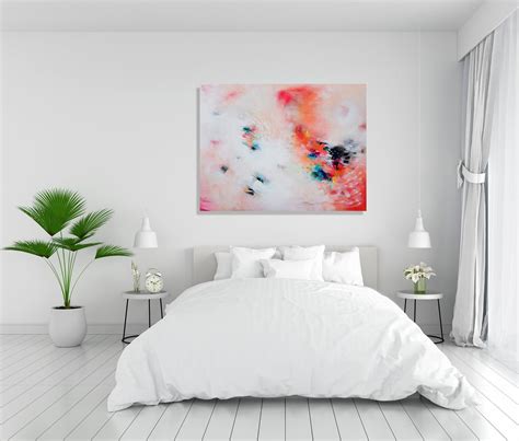 Large Wall Art On Canvas Original Abstract Painting Coral Etsy