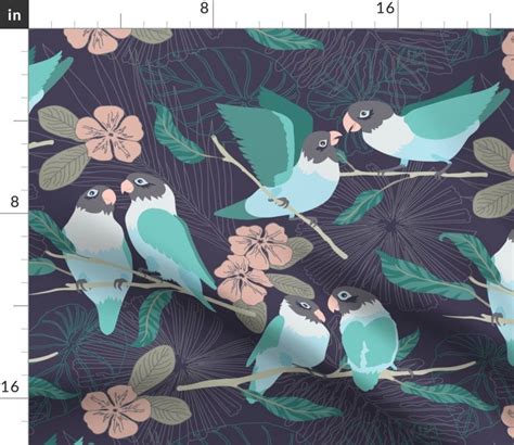 Aqua Parrots Sheets Boho Paradise Lovebirds By Pinkowlet Etsy
