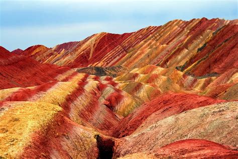 Colourful Rock Formations In The Zhangye Danxia Landform Geological
