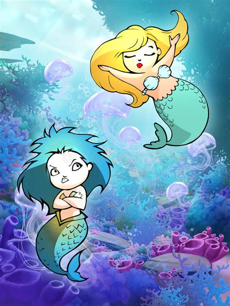 Pretty Cartoon Mermaid Stock Illustration Illustration Of Ocean 62623952