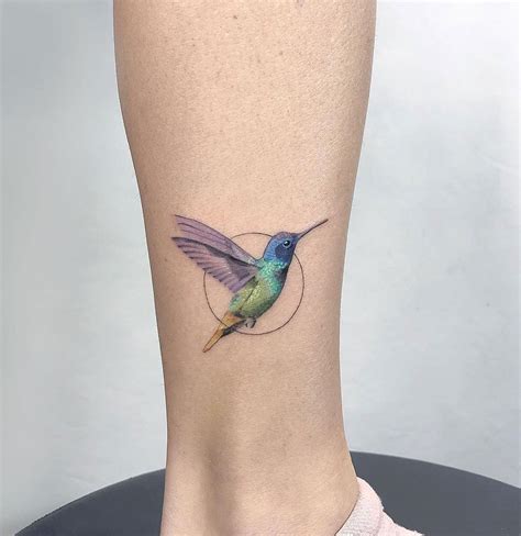 Colorful Hummingbird Minimalism Ankle Piece Best Tattoo