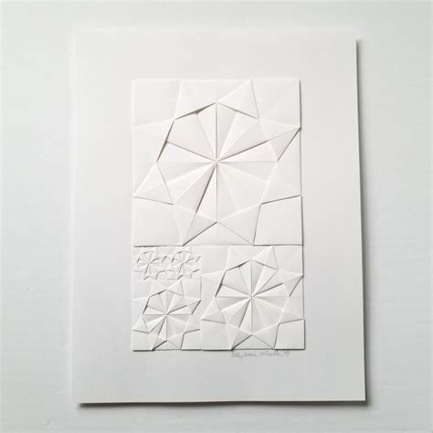 White Paper Collage Art Origami Sketch No2 Original Etsy