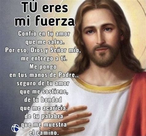 The Image Shows Jesus Holding His Hands In Front Of Him With Spanish Text Below