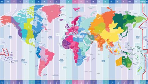 Mapa de las zonas horarias del Mundo - Diferencia horaria de Mundo