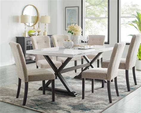 Good Deal Charlie Inc Lexi Marble Table And 6 Chairs Dining