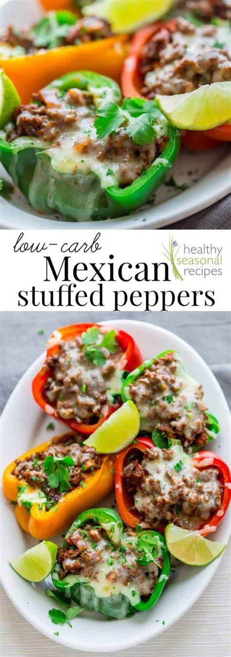 They're full of spicy flavor, texture, and protein. low carb mexican stuffed peppers - Healthy Seasonal Recipes