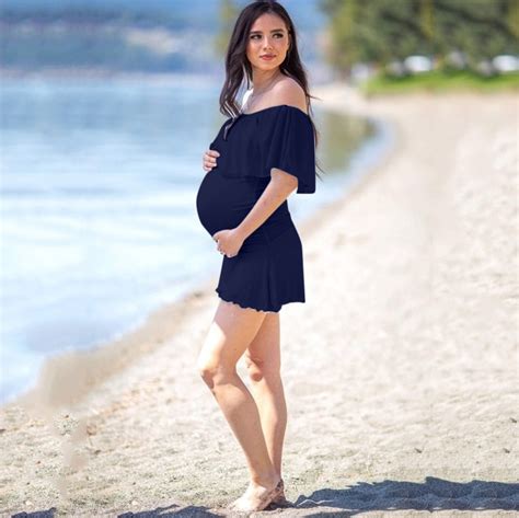 Maternity Set Women Summer Loose Maternity Off Shoulder Pregnant Lace