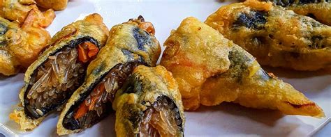 Mayak gimbap (or kimbap) is mini seaweed rice rolls served with soy sauce & wasabi (or mustard) dipping sauce. Kim Mari - deep fried seaweed rolls - Korean Kitchen Cardiff